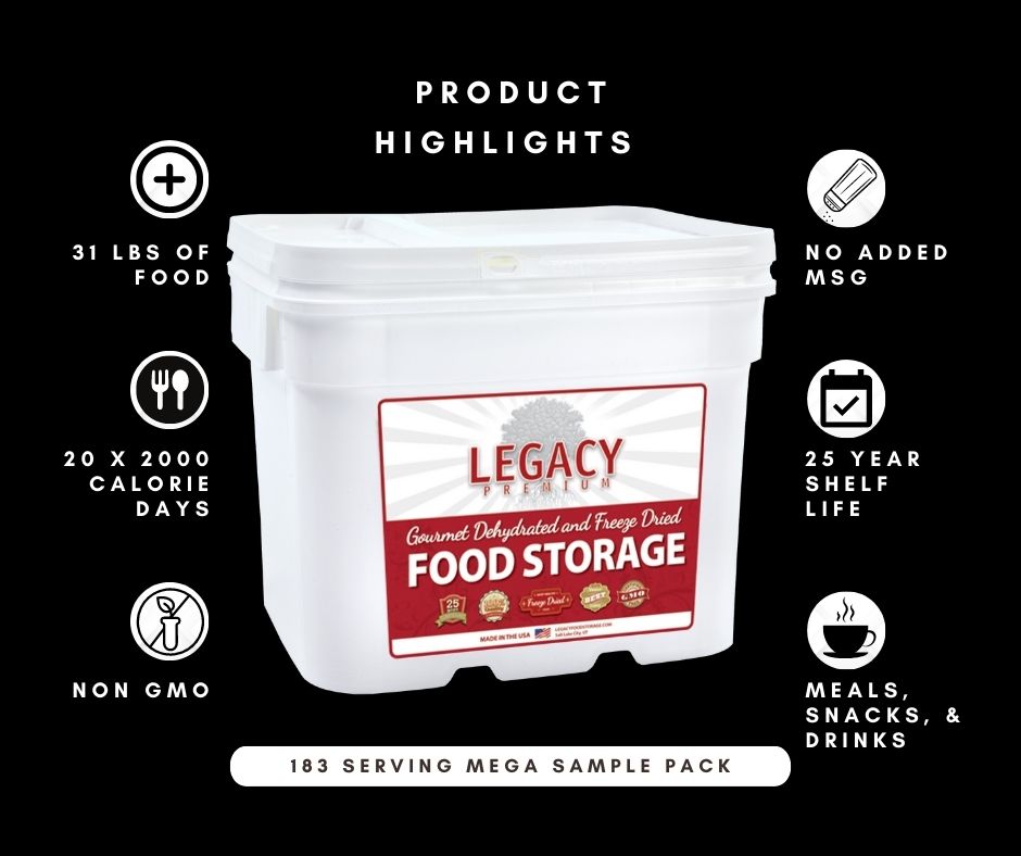 Product Highlights for this package of Freeze Dried Emergency Food